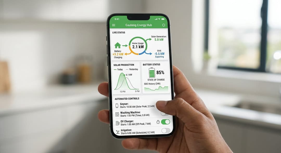 A smart phone application displaying real-time home energy management