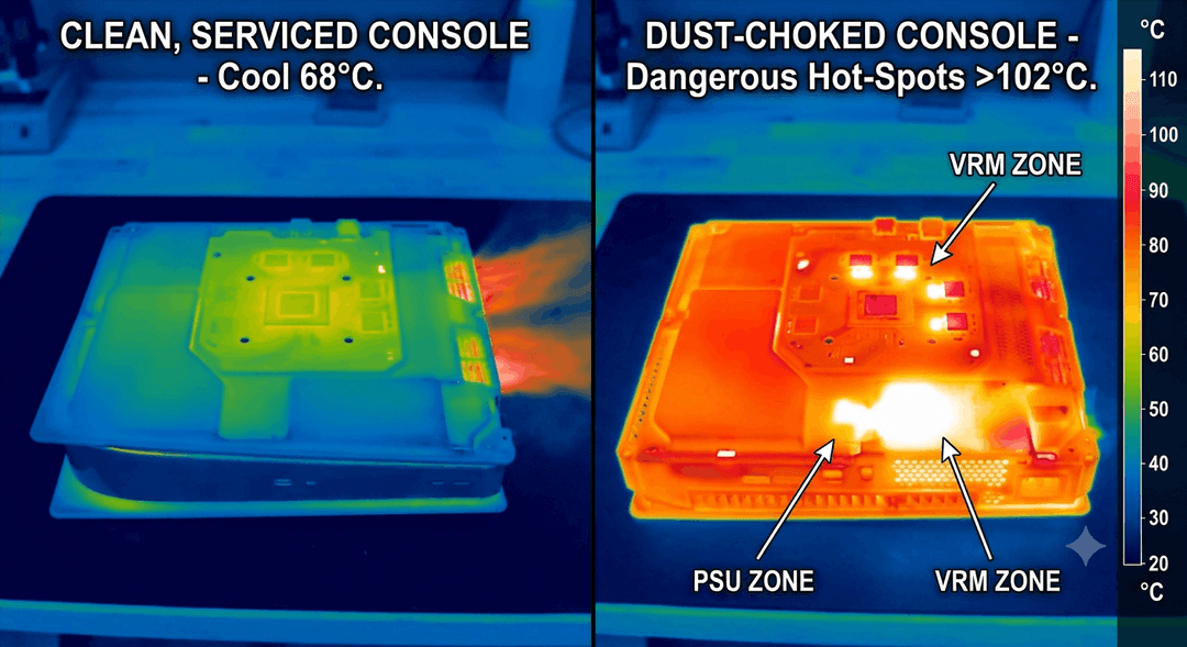 Thermal Camera Analysis Clean vs Dust Choked Console