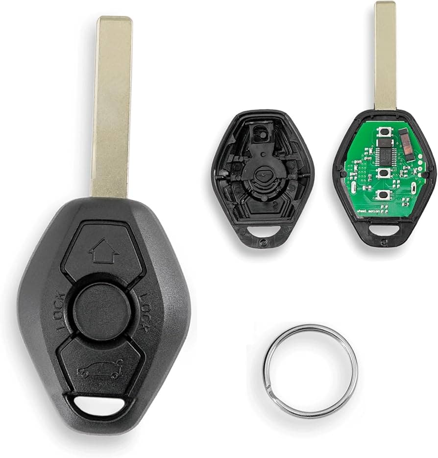 BMW E46 key fob with battery compartment open