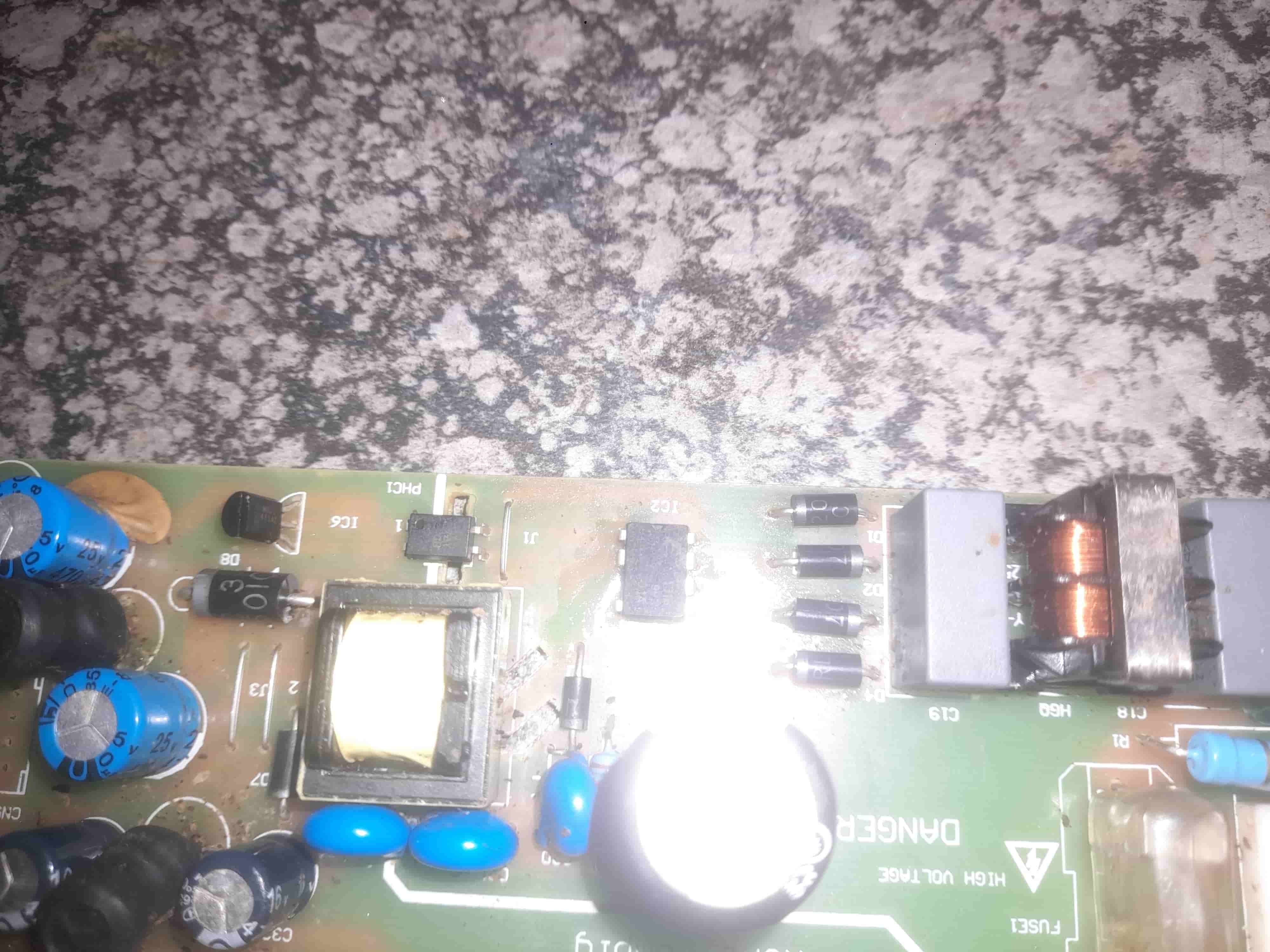 New components soldered onto the PCB