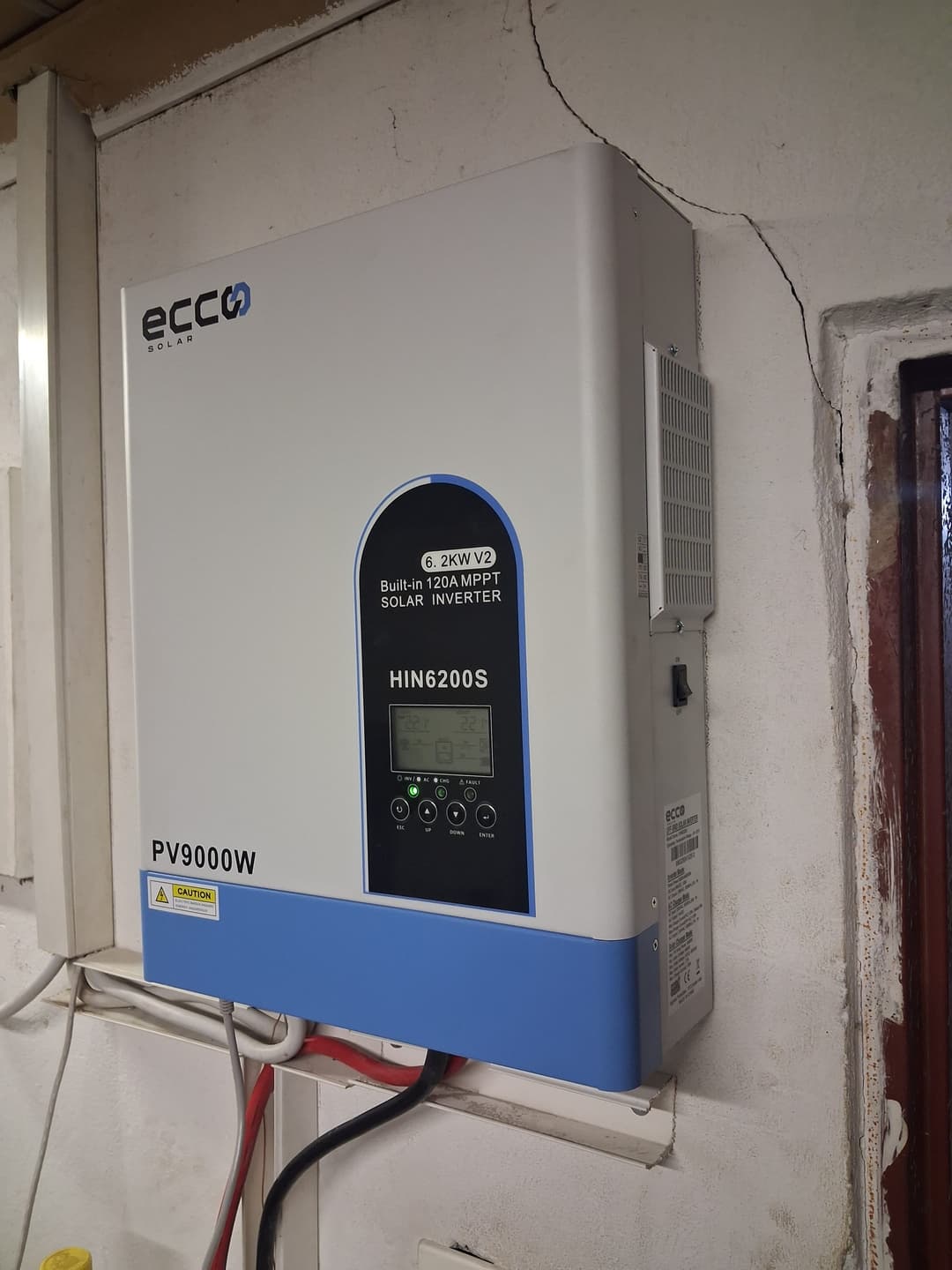 Detailed view of DC isolators and trunking wiring