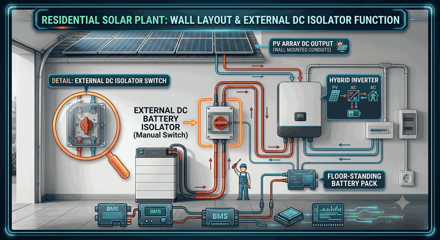 Inverter DC isolator layout